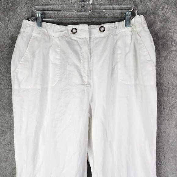 Womens White Charter Club Capri Pants Classic Fit 100% Linen Hi Rise Size 14 - Picture 4 of 11